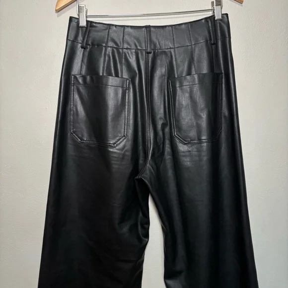 Maeve Anthropologie Colette Black Wide Leg Cropped Pants Size 30 - Picture 5 of 7